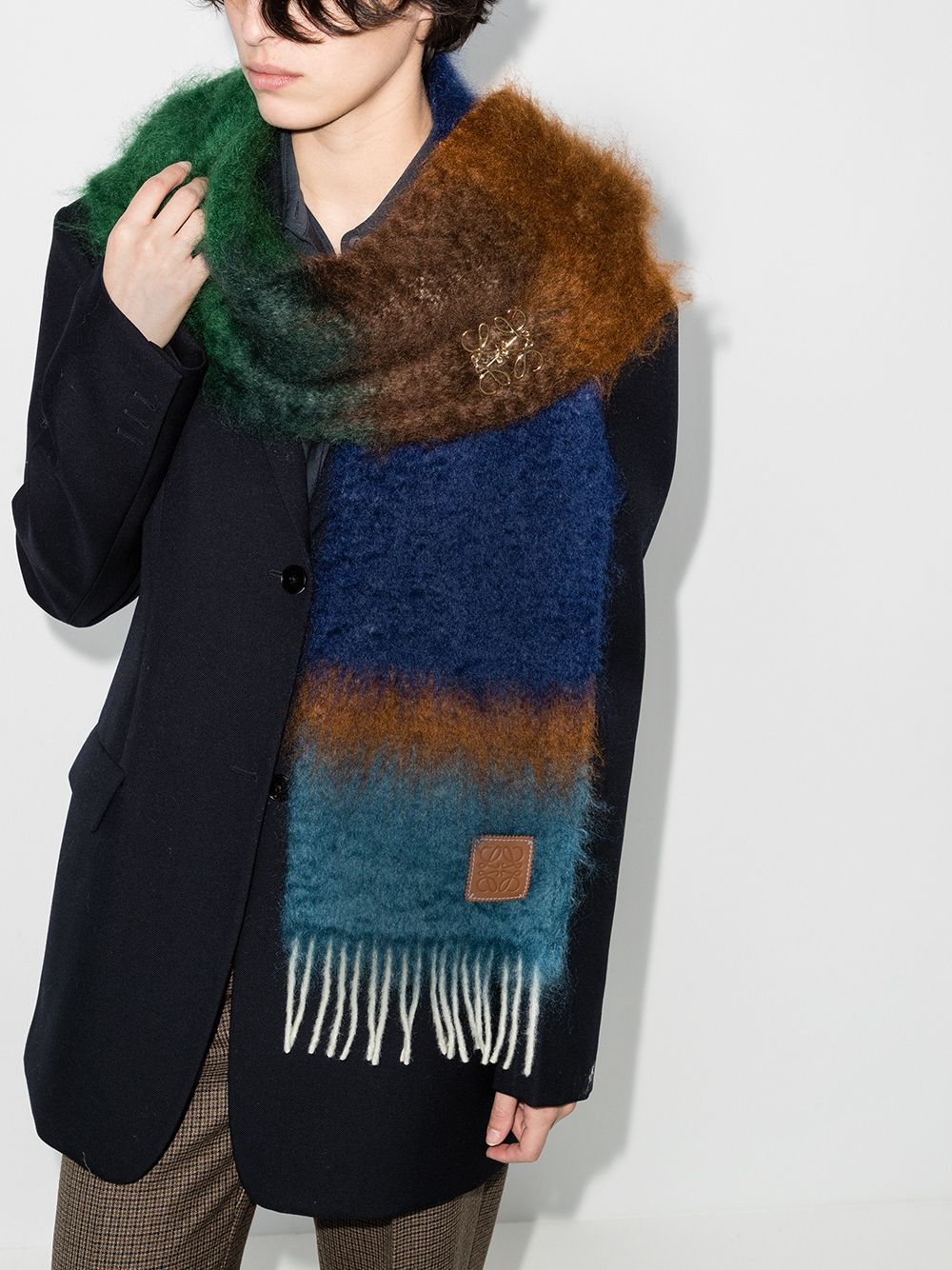 фото Loewe multicoloured striped knit scarf