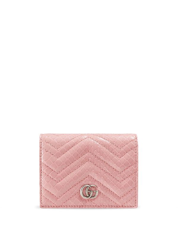 pink Gucci GG Marmont card case wallet 