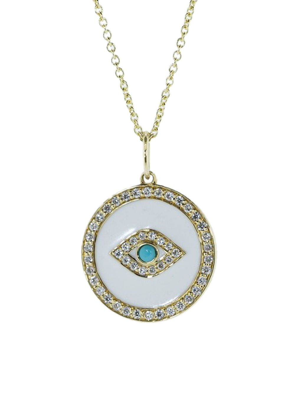 фото Sydney evan "колье evil eye из желтого золота с эмалью, бирюзой и бриллиантами"