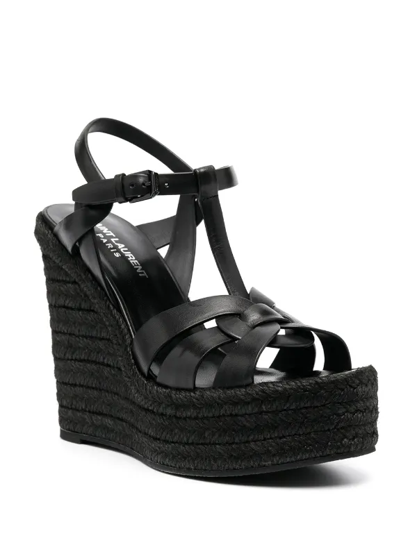 Saint Laurent Tribute 130mm Wedge Sandals - Farfetch