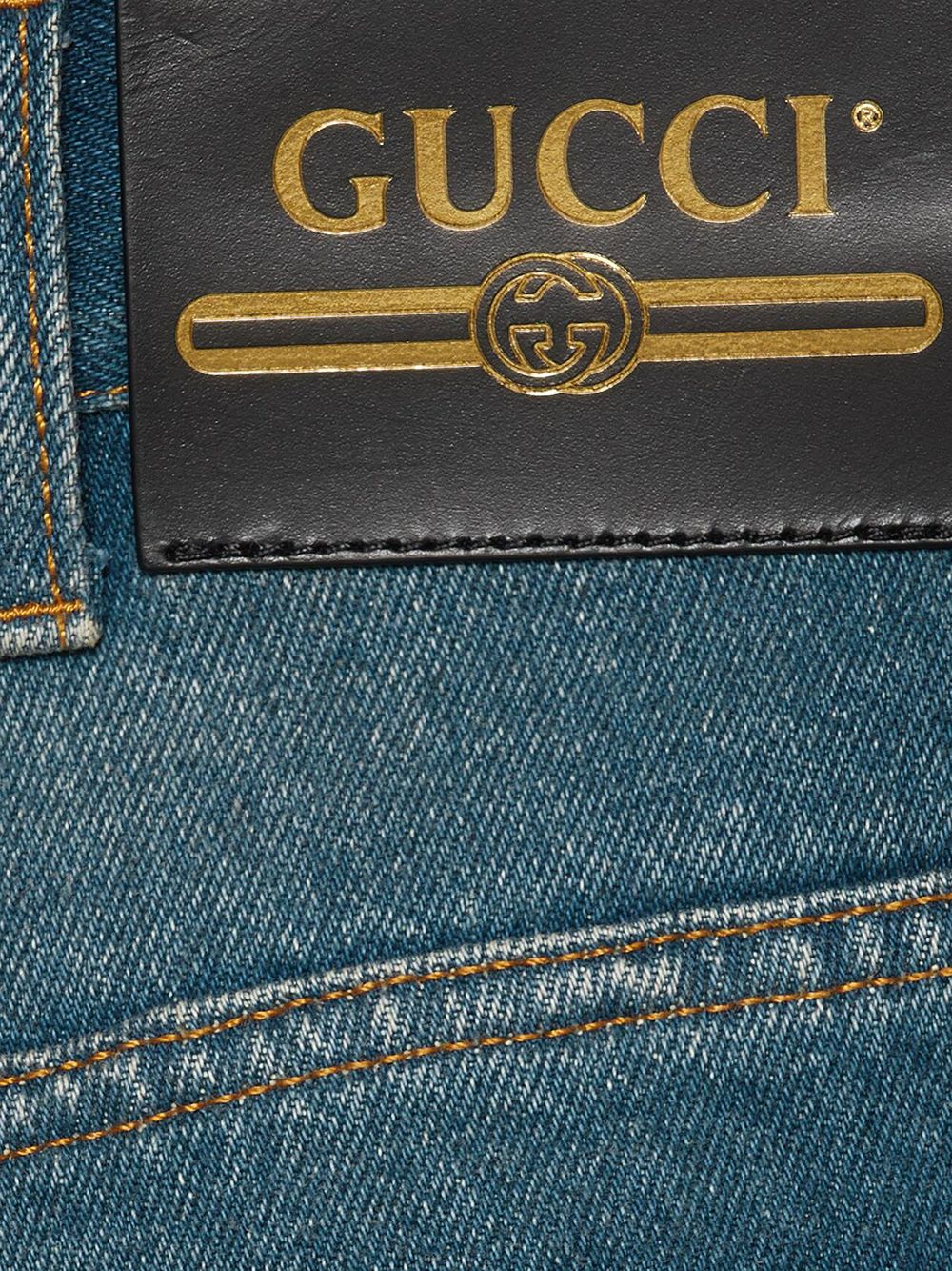 фото Gucci прямые джинсы с эффектом потертости