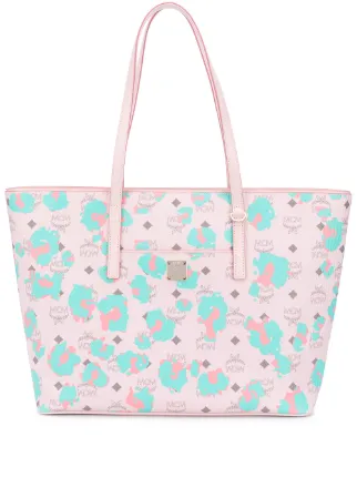 mcm anya leopard tote
