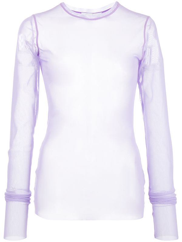 purple sheer long sleeve top