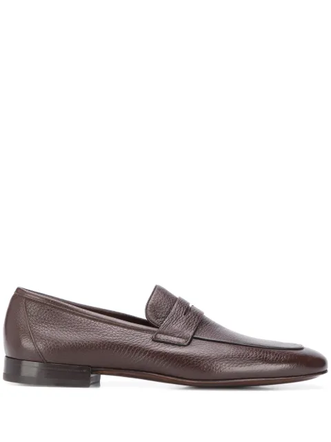 Corneliani almond toe leather loafers