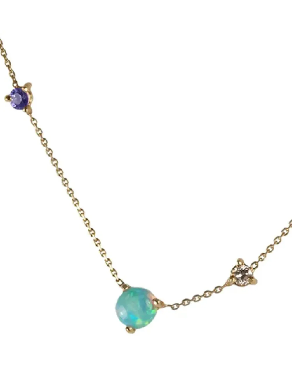  Wwake 14kt Yellow Gold Linear Chain Gemstone Necklace 