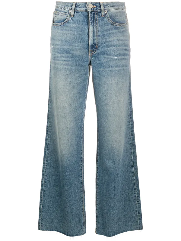 wide leg frayed jeans