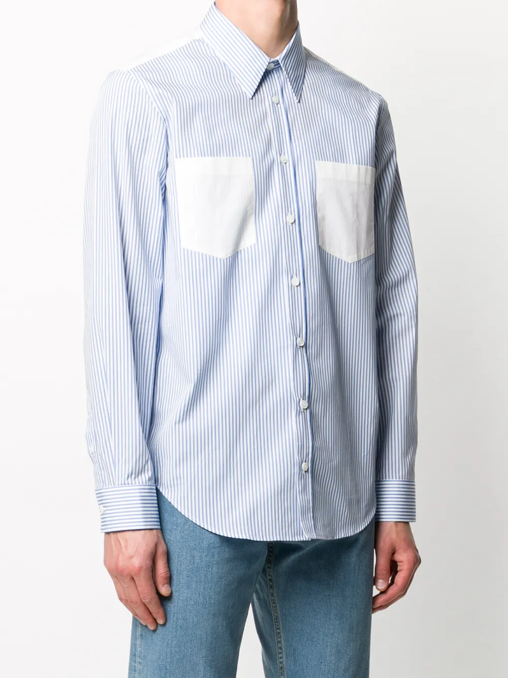  Helmut Lang Gestreiftes Hemd   Blau 