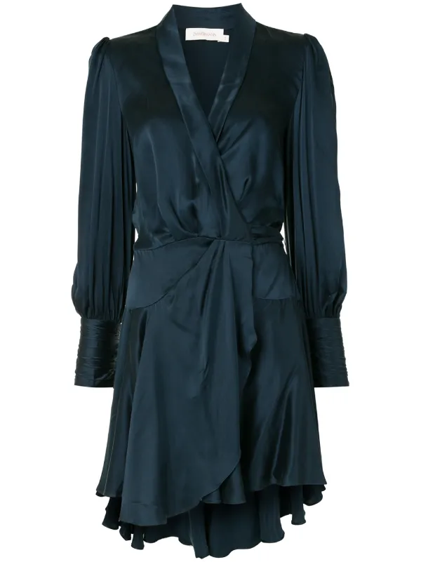 silk blue wrap dress