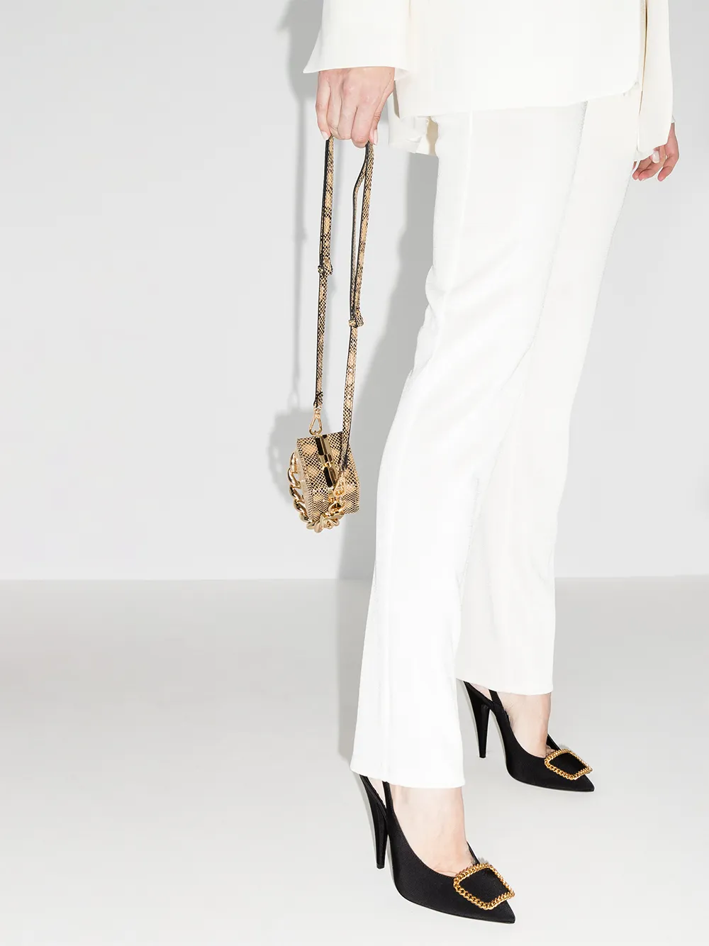 Saint Laurent chain-link appliqué slingback pumps Black