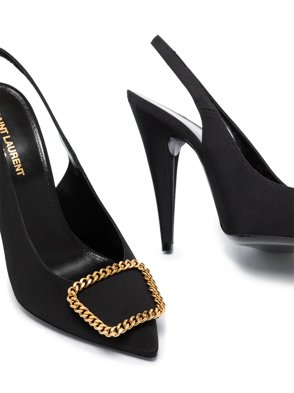 Saint Laurent chain-link appliqué slingback pumps Black