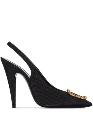 Saint Laurent chain-link Appliqué Slingback Pumps - Farfetch