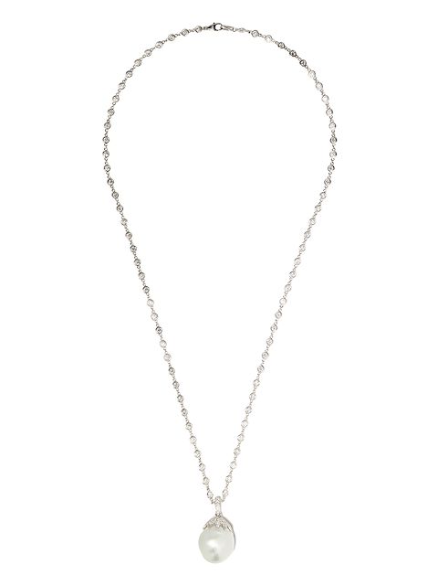 Yoko London 18kt white gold baroque pearl and diamond necklace