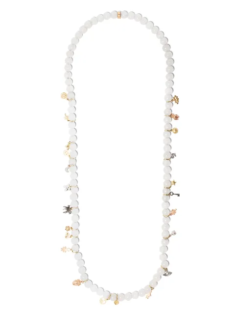 Carolina Bucci 18kt gold and pearl Lucky Charms sunstone necklace