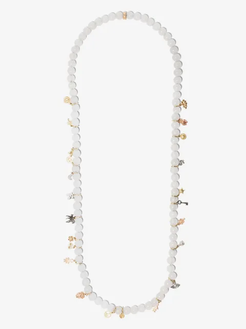 Carolina Bucci 18kt gold and pearl Lucky Charms sunstone necklace