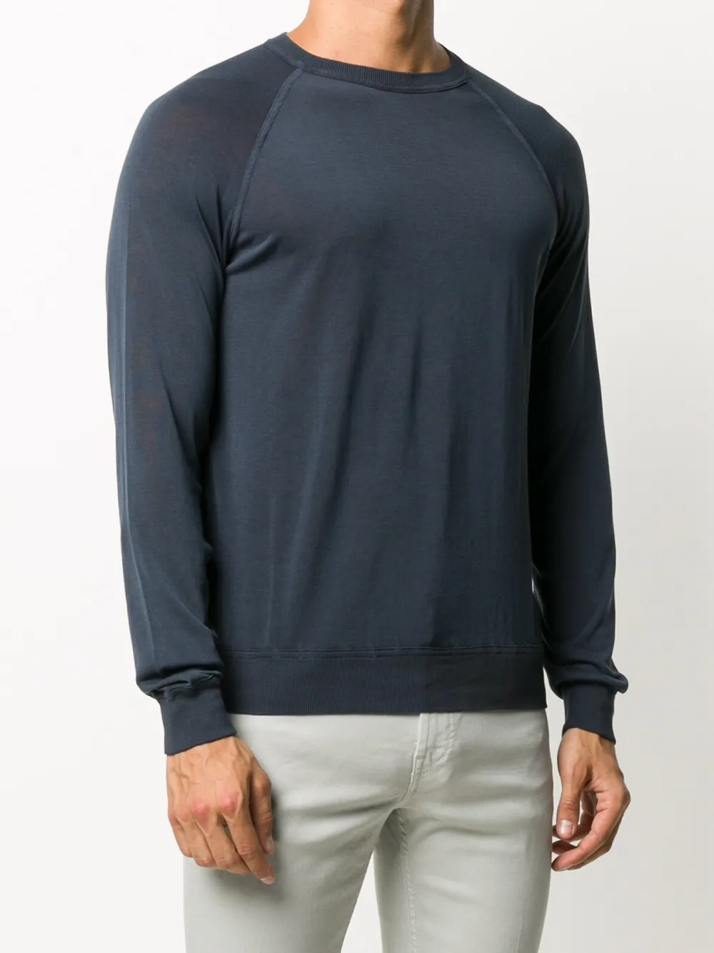  Drumohr Pullover Mit Ausgeblichener Optik   Blau 