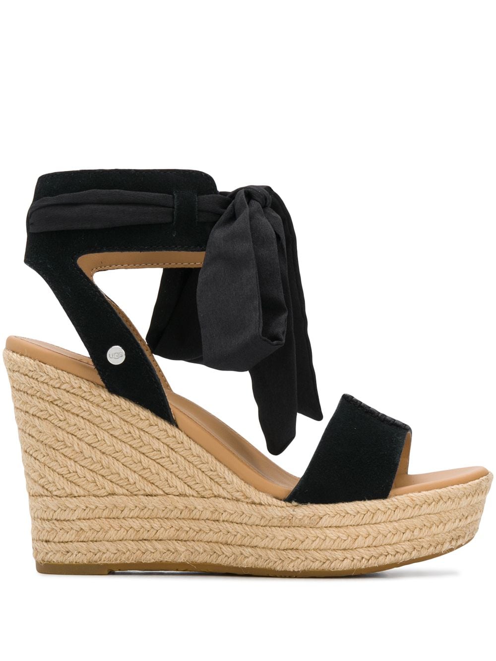 Shop Ugg Wittley Tie Strap Wedge Sandals In Black