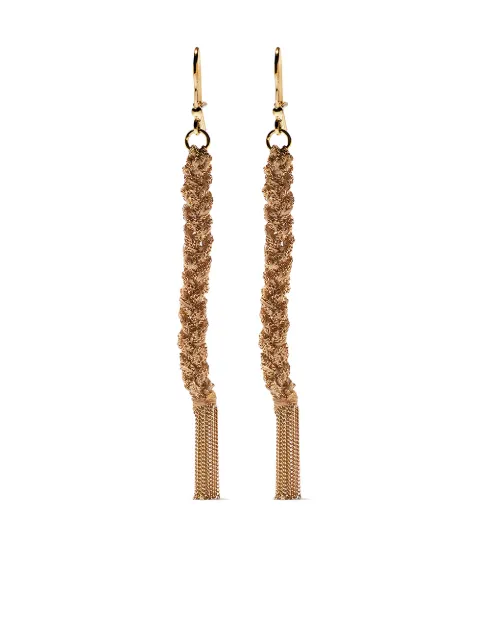 Carolina Bucci 18kt yellow gold and beige silk Lucky woven drop earrings