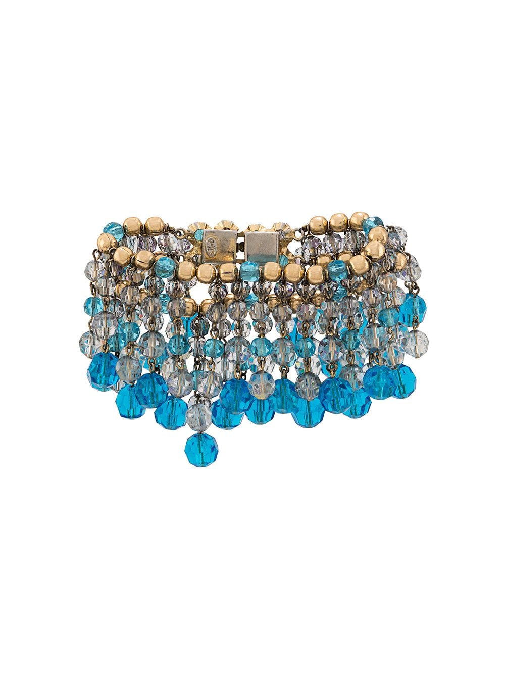 Pre-owned Dior  Beaded Fringe Bracelet In Blue
