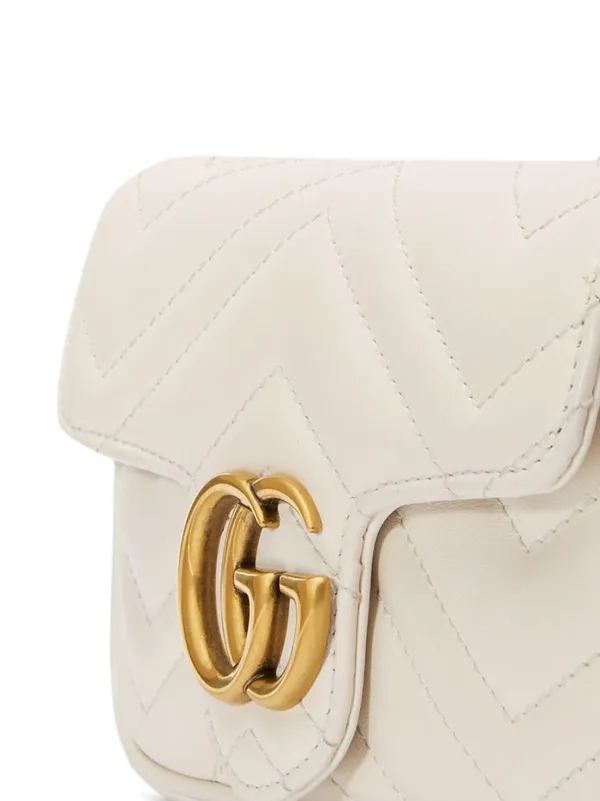 Gucci: White Super Mini GG Marmont Bag