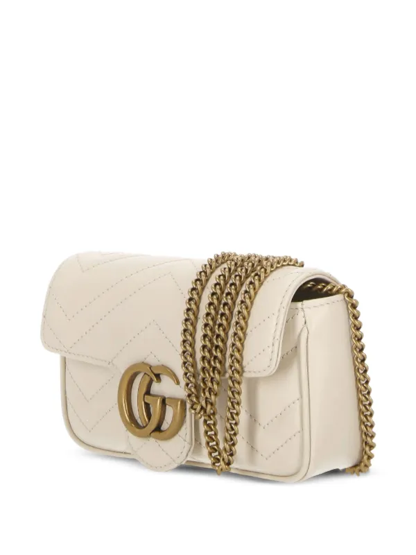 Gucci Super Mini GG Marmont Shoulder Bag | White | FARFETCH