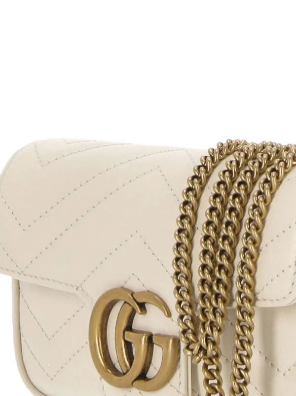 Gucci Super Mini GG Marmont Shoulder Bag | White | FARFETCH