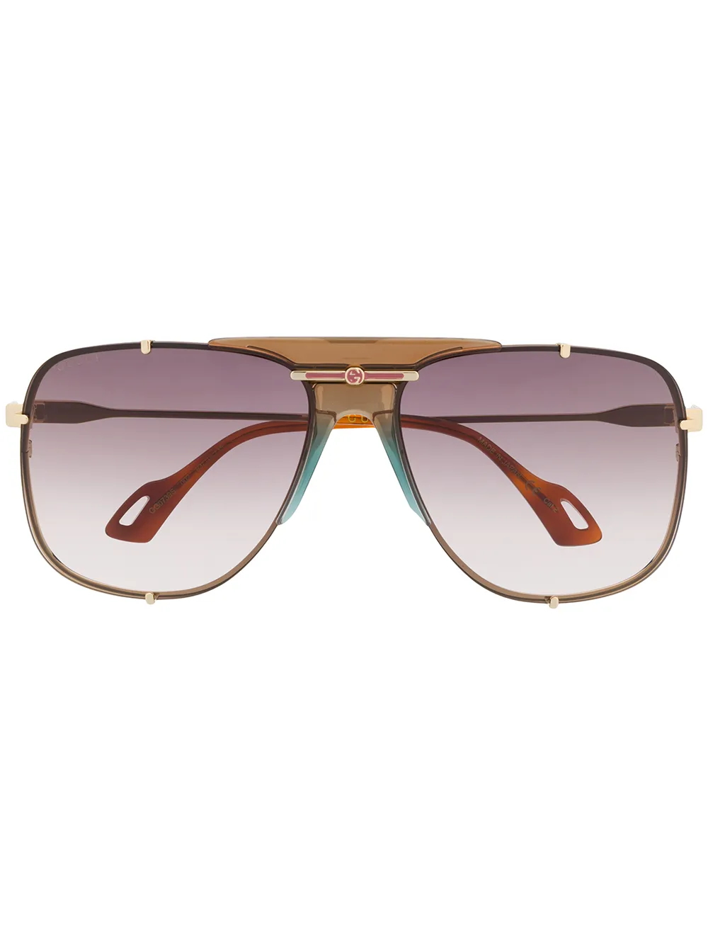Gucci Gg0739s Aviator-frame Sunglasses In Gold | ModeSens