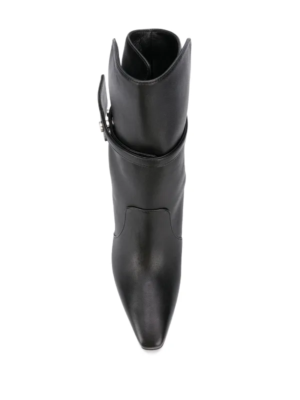 white square toe ankle boots