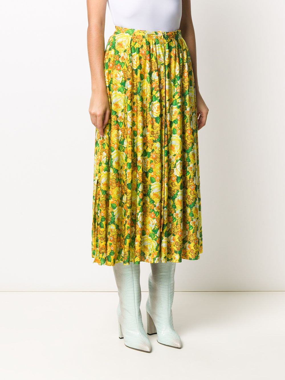 фото Vetements юбка миди с цветочным принтом и сборками