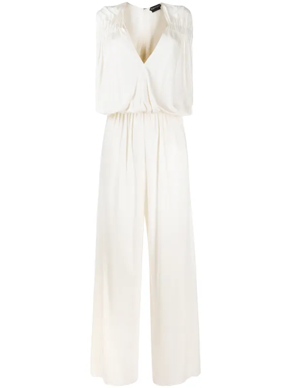 white v neck jumpsuit