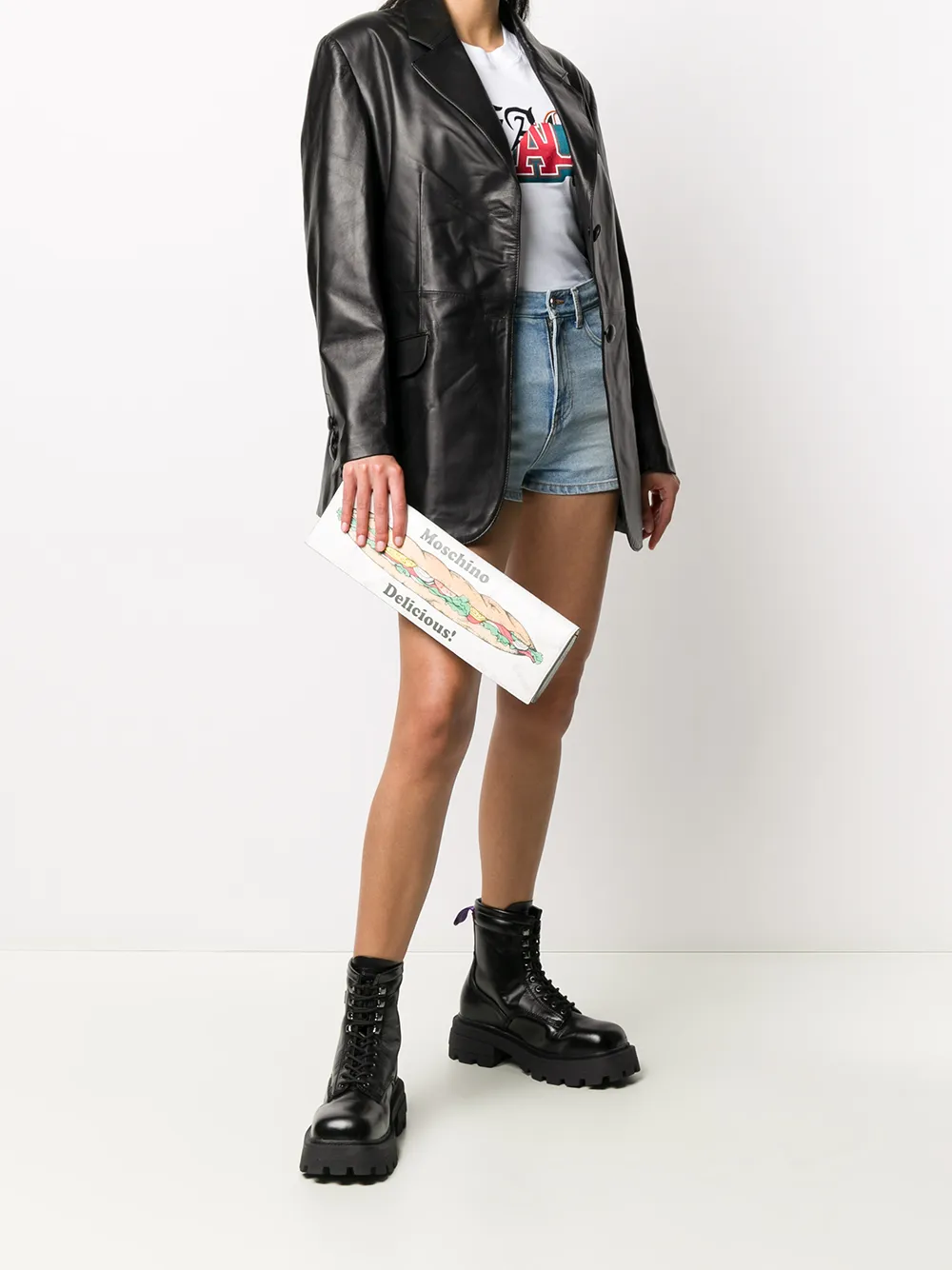 Moschino Clutch met logoprint - Wit