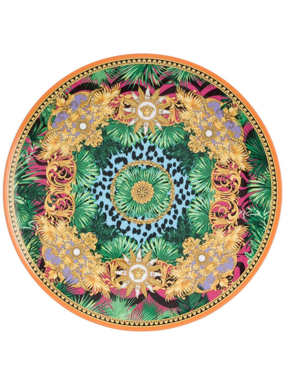 Versace Home Baroque Leaf Print Plate In Green