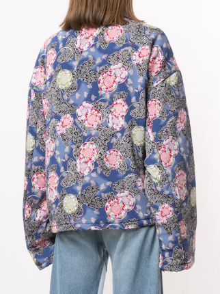 fan-print oversized padded shirt jacket展示图