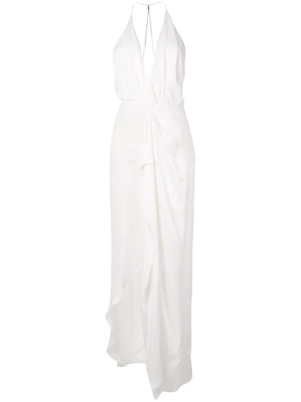 white halter neck maxi dress