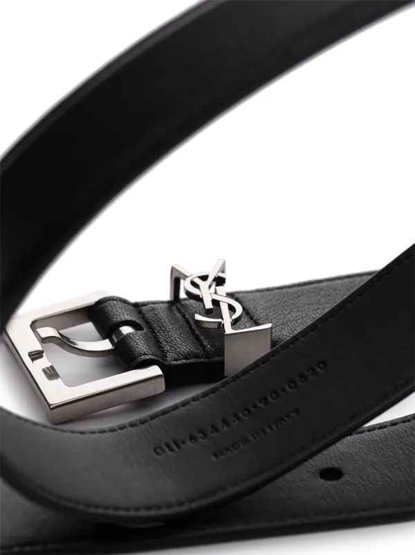 Saint Laurent Monogram Leather Belt - Black - Belts