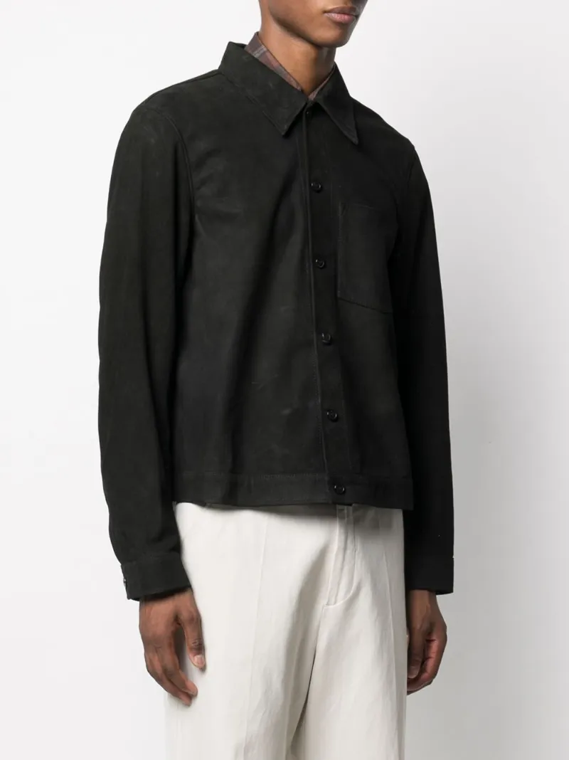 OUR LEGACY button-up suede shirt jacket black | MODES