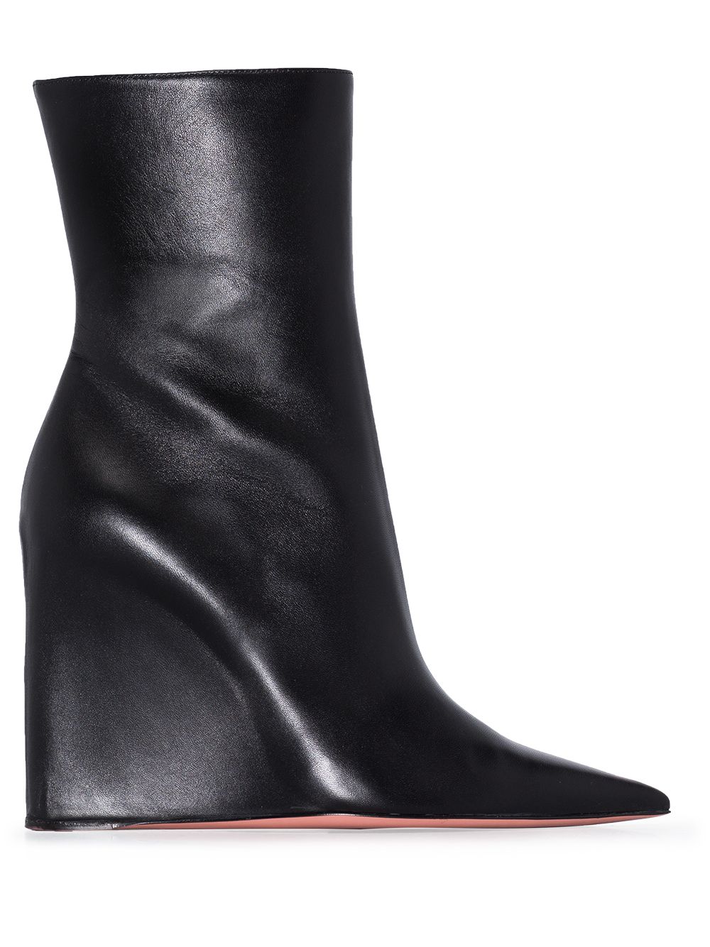 фото Amina muaddi black pernille 95 leather wedge boots