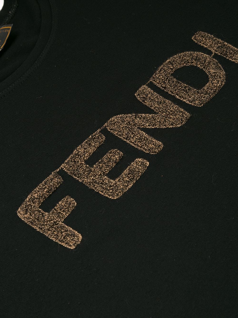 Pre-owned Fendi 1990s Flocked Logo Top In Black