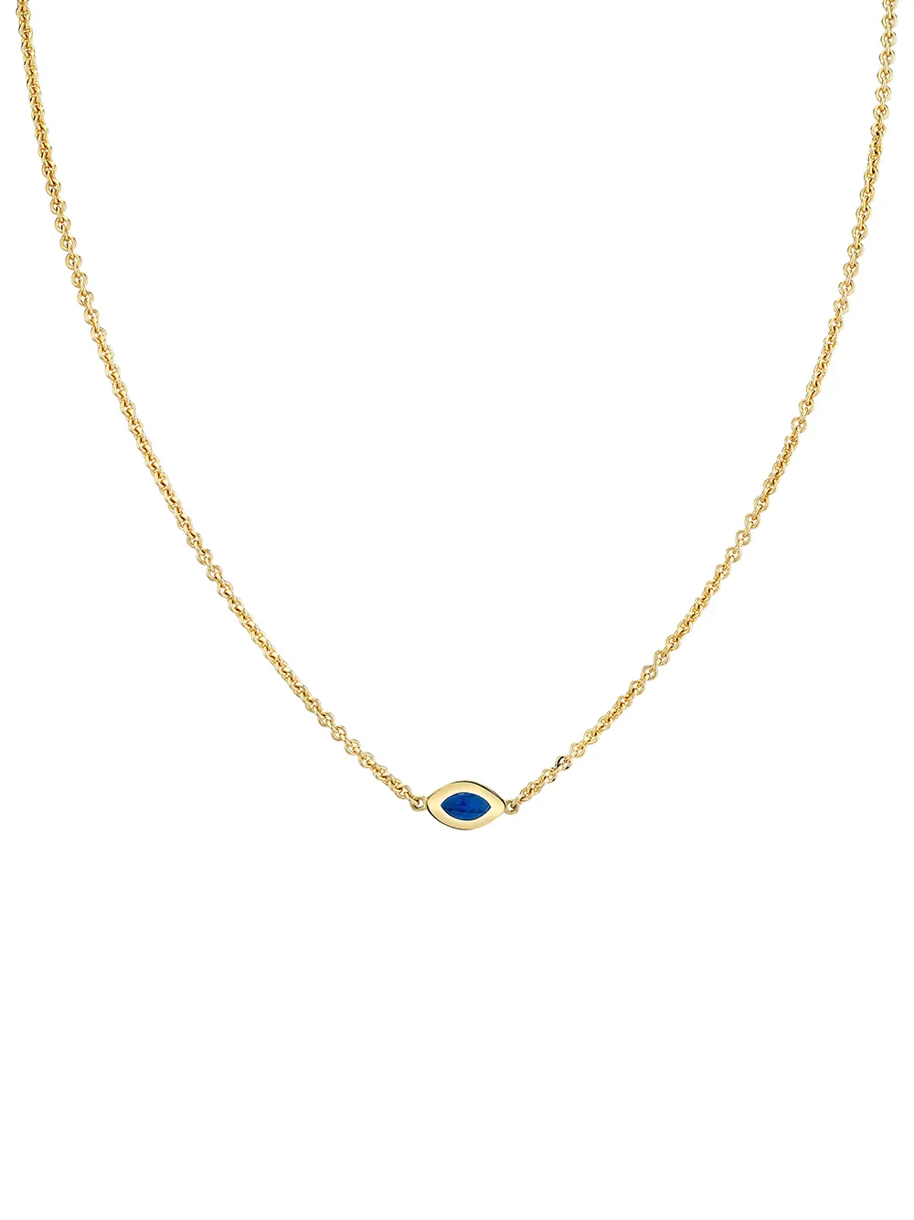 Click to view more detailed imagery on our partner's website Andy Lif 18kt Gold Enamel Cats Eye Necklace In Ylwgold