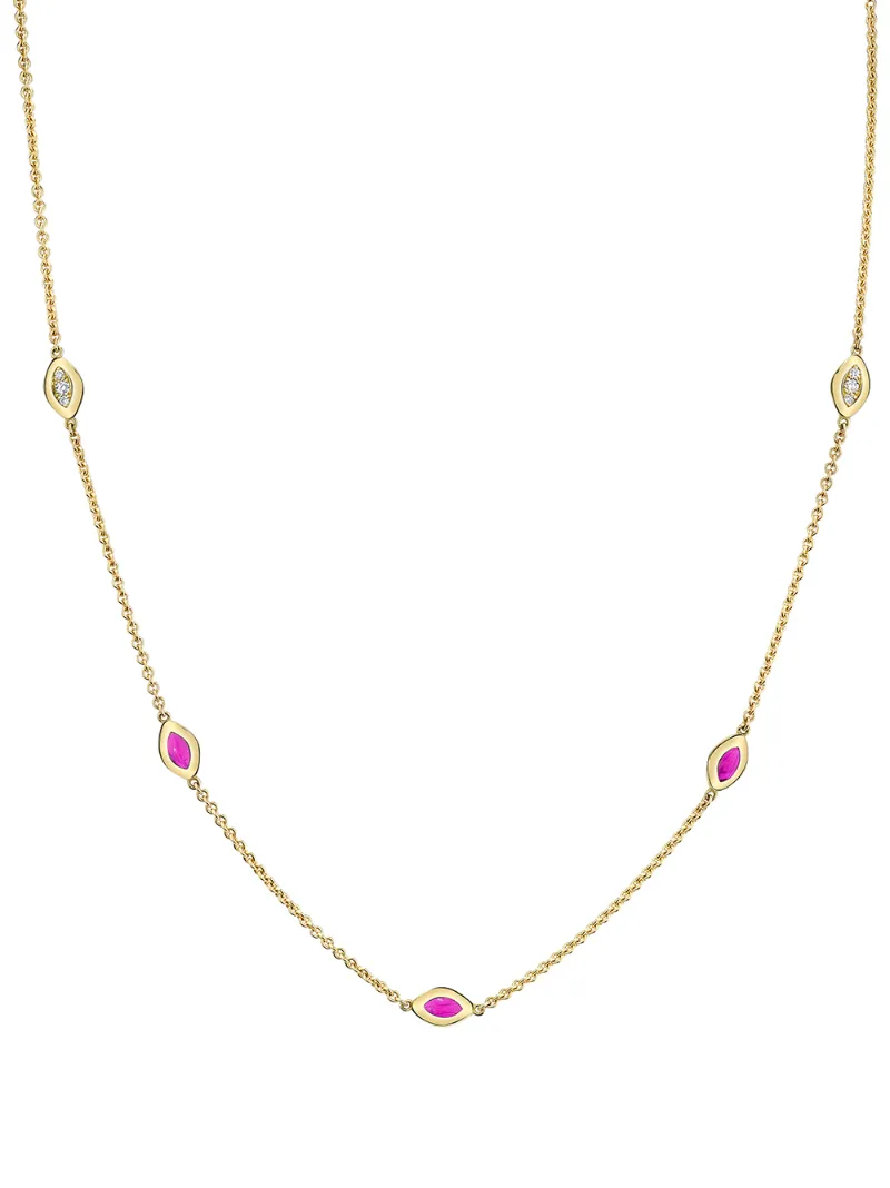 Click to view more detailed imagery on our partner's website Andy Lif 18kt Gold Diamond Cats Eye Necklace In Ylwgold
