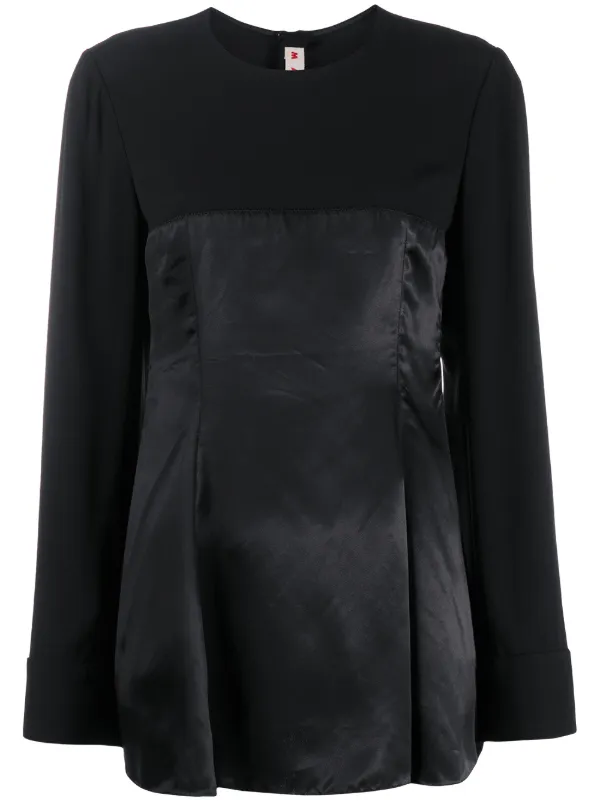 black satin blouse long sleeve