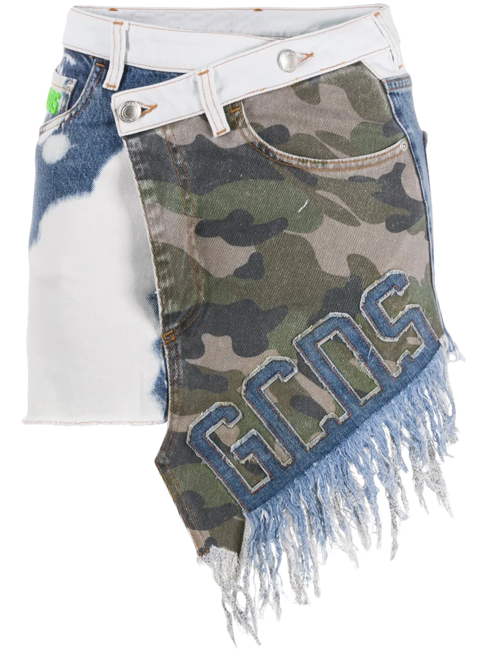 Gcds Camouflage-print Asymmetric Skirt In Blue