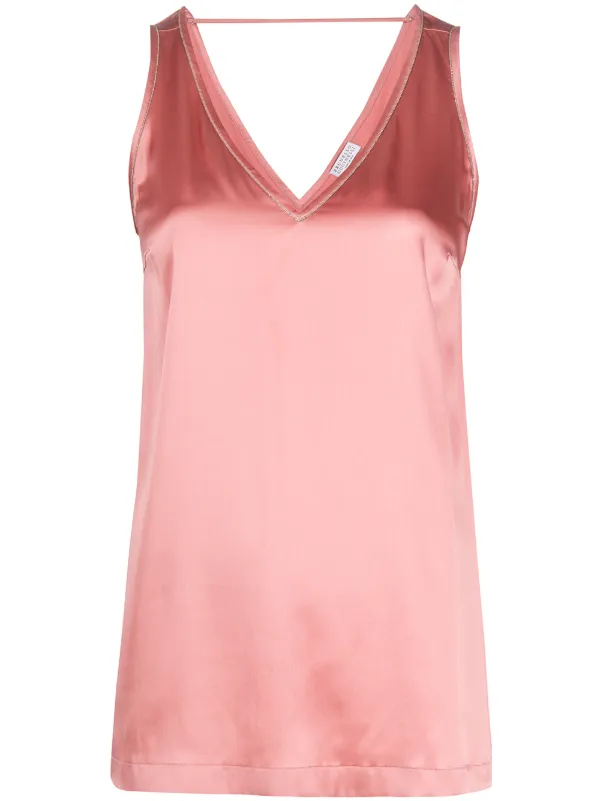 pink satin vest top