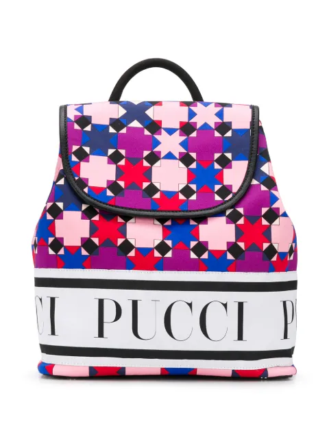 Emilio Pucci Junior حقيبة ظهر بطبعة فسيفساء وشعار الماركة