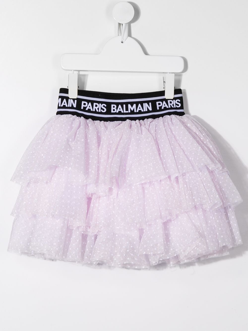 Shop Balmain Polka-dot Tulle Skirt In Pink