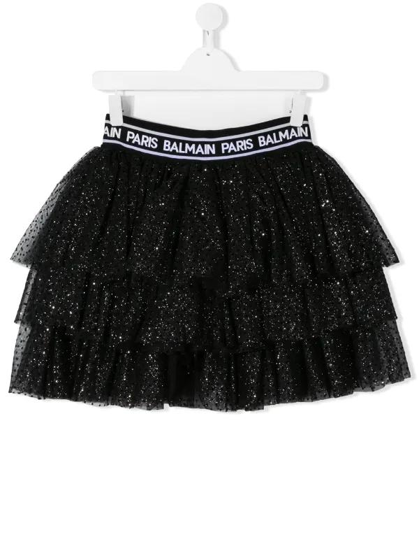 Balmain Kids TEEN glittered tulle skirt 