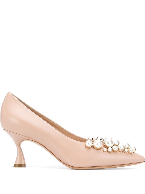 pearl embellished pumps