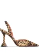 Image 1 of Amina Muaddi leopard 95mm satin slingback pumps