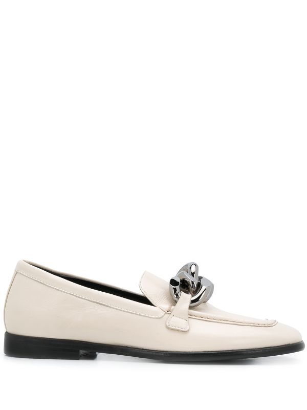 Shop Casadei chunky chain loafers with 