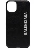 Balenciaga logo print iPhone 11 leather case - Black