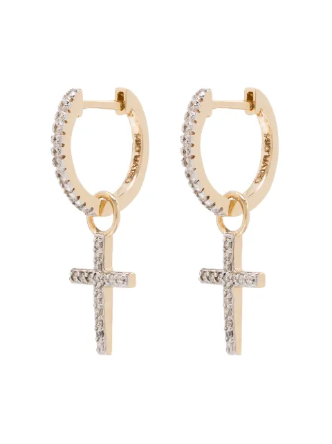Mateo 14kt yellow gold cross huggie earrings